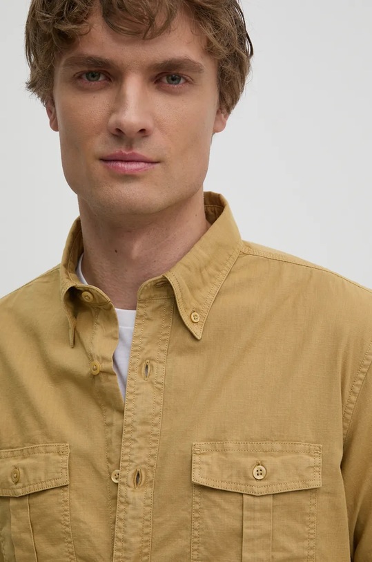 United Colors of Benetton camasa din bumbac verde 5KGPUQ04S