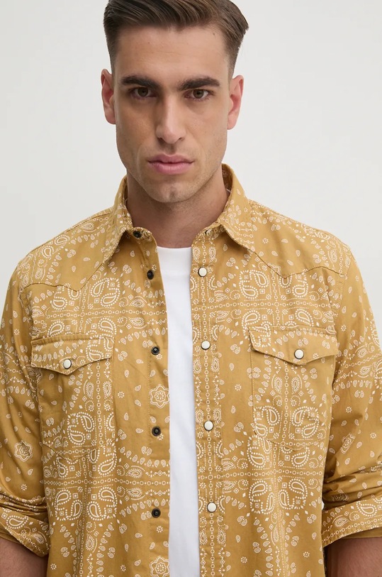 United Colors of Benetton camasa din bumbac bej 5QCAUQ04P