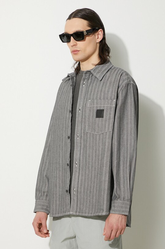 Carhartt WIP cotton shirt Menard gray I033577.9102