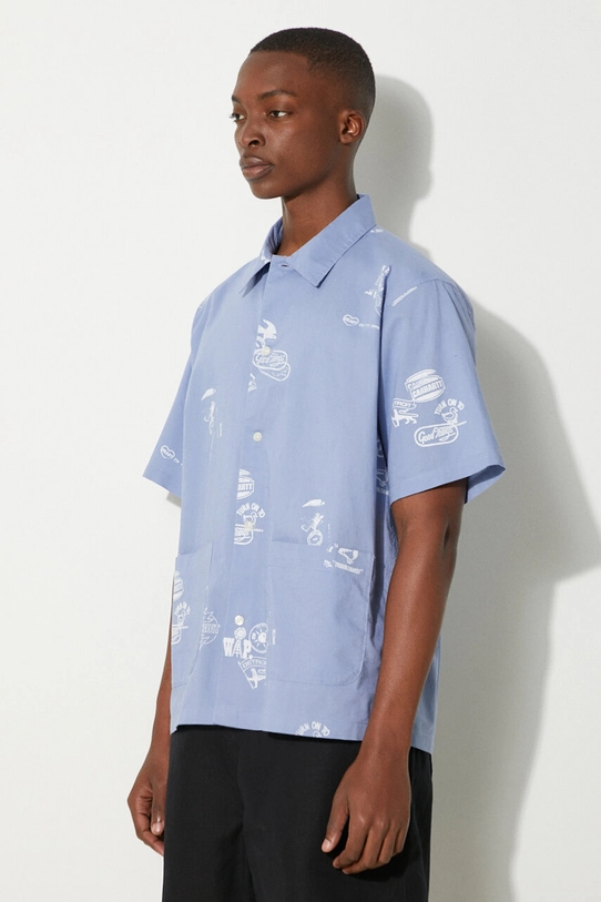 Carhartt WIP camicia in lino misto Stamp Shirt blu I033689.2M8XX