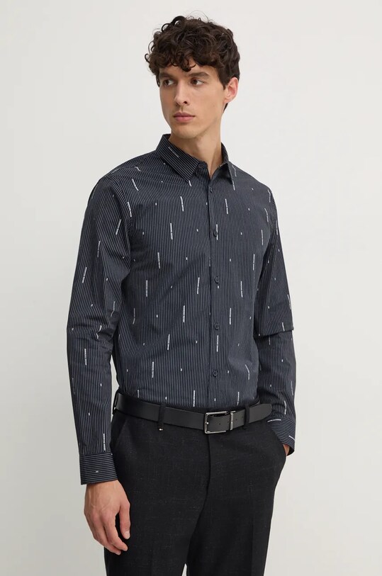 Бавовняна сорочка Armani Exchange візерунок темно-синій 6DZC06.ZN5DZ