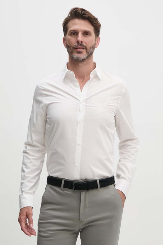 Хлопковая рубашка Armani Exchange длинный белый 6DZC10.ZNXLZ
