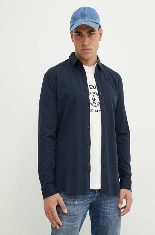 Armani Exchange koszula z elastanem granatowy 6DZCHJ.ZJEAZ