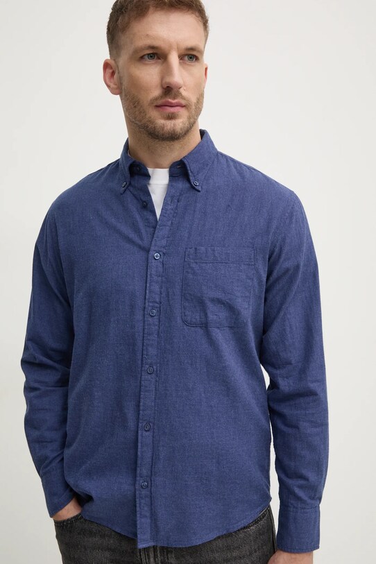 United Colors of Benetton camasa din bumbac bleumarin 5TCRUQ04W