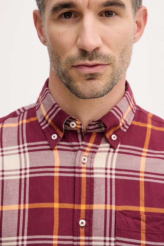 Βαμβακερό πουκάμισο United Colors of Benetton μπορντό 5TCRUQ04W