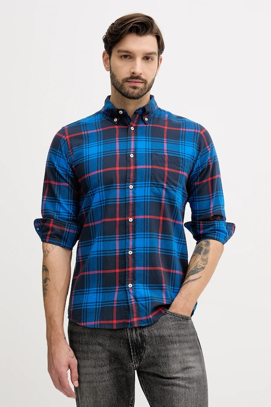 United Colors of Benetton koszula bawełniana niebieski 5TCRUQ04W
