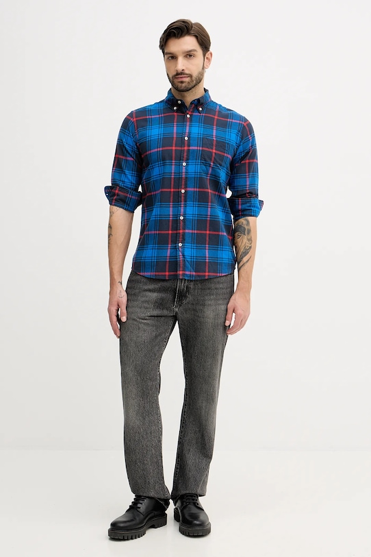 United Colors of Benetton koszula bawełniana 5TCRUQ04W niebieski AW25