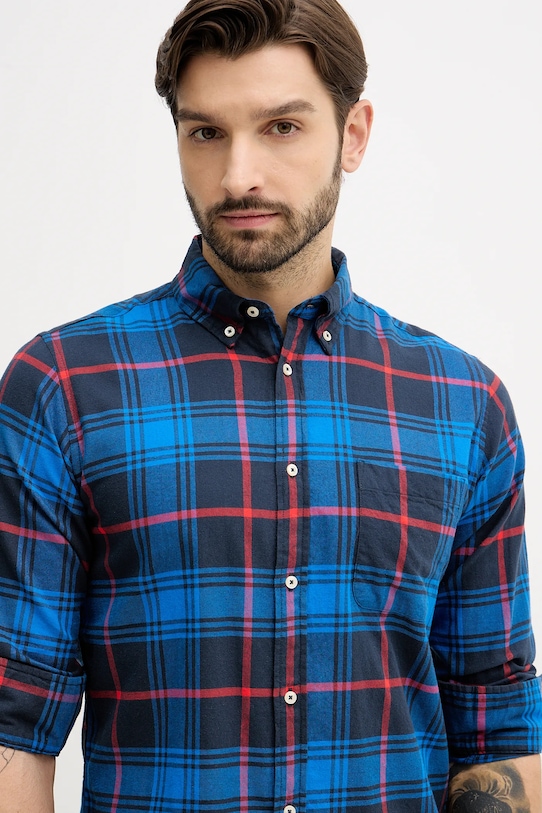 United Colors of Benetton koszula bawełniana niebieski 5TCRUQ04W