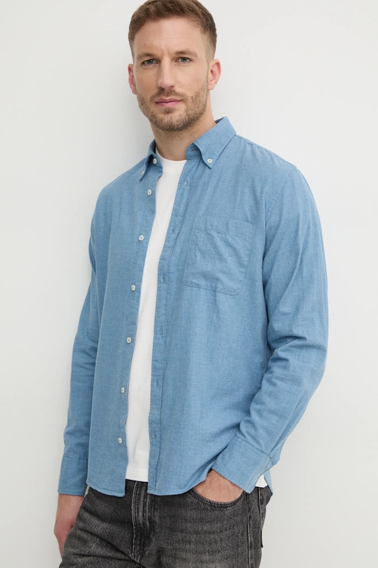 United Colors of Benetton koszula bawełniana bawełna niebieski 5TCRUQ04W
