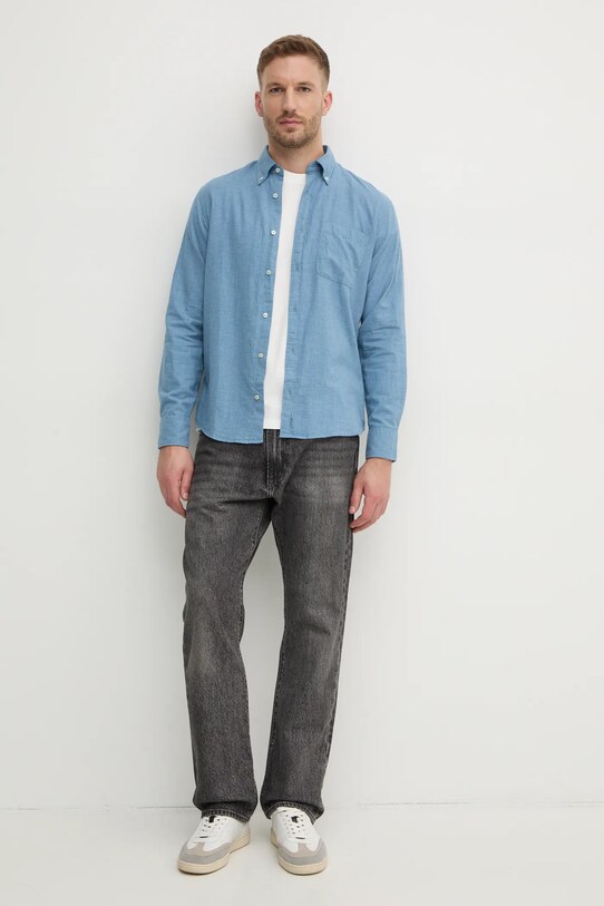 Βαμβακερό πουκάμισο United Colors of Benetton 5TCRUQ04W μπλε AW24