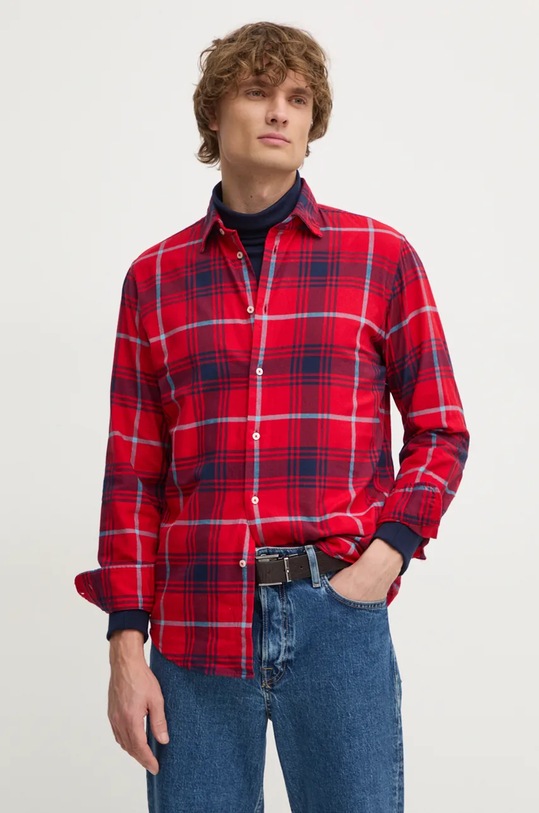 United Colors of Benetton koszula bawełniana regular czerwony 5TCRUQ04X