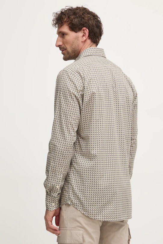 United Colors of Benetton camasa din bumbac bej 51E8UQ04A