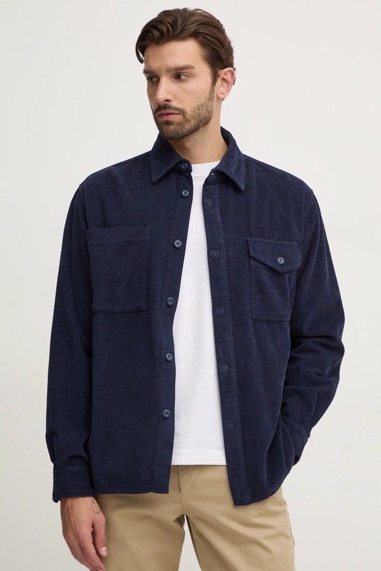 United Colors of Benetton koszula sztruksowa bawełna granatowy 5H1KUQ04Y