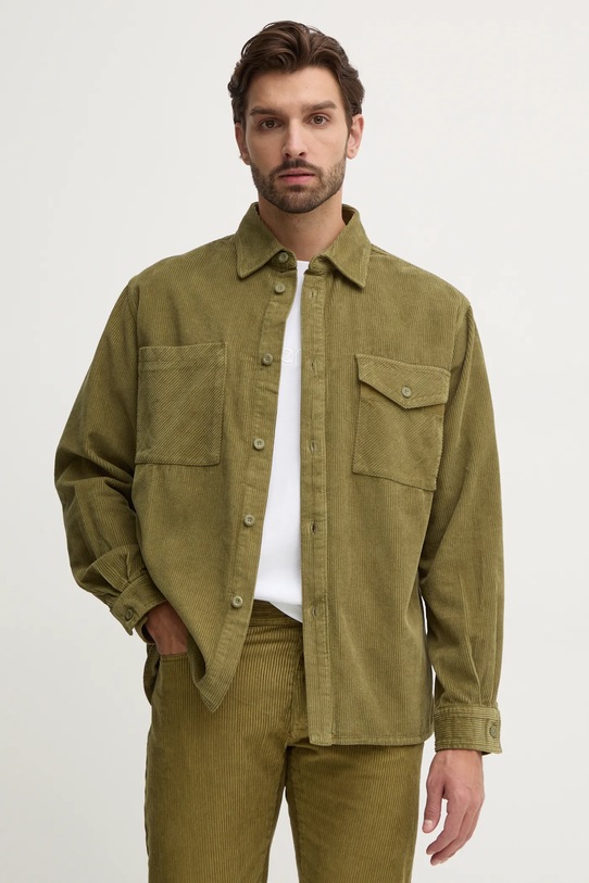 Manšestrová košile United Colors of Benetton hladký zelená 5H1KUQ04Y