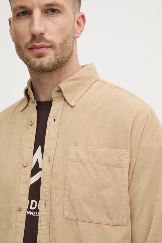 United Colors of Benetton camicia in velluto a coste beige 5HFYUQ04V