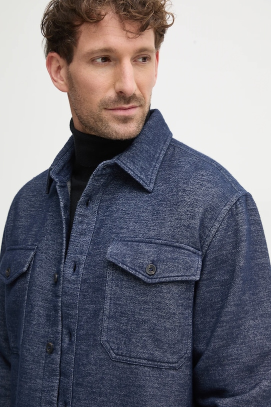 United Colors of Benetton camasa din bumbac bleumarin 5E5YUQ04Z