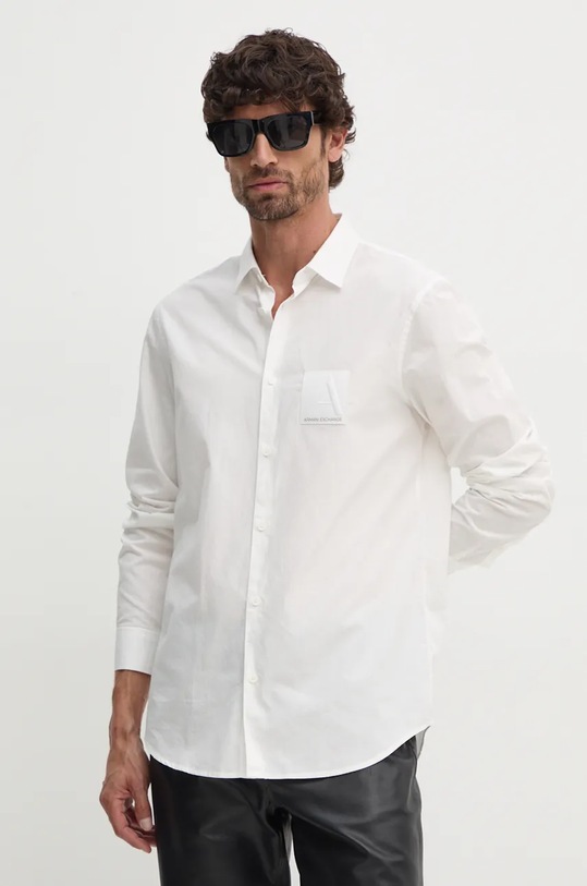 Bavlněná košile Armani Exchange jemný vzor bílá 6DZC20.ZNXLZ