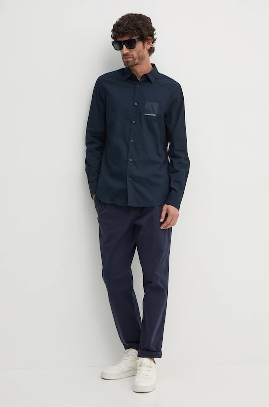Bavlnená košeľa Armani Exchange 6DZC20.ZNXLZ tmavomodrá AW24