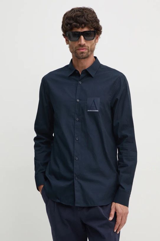 Bavlnená košeľa Armani Exchange tmavomodrá 6DZC20.ZNXLZ