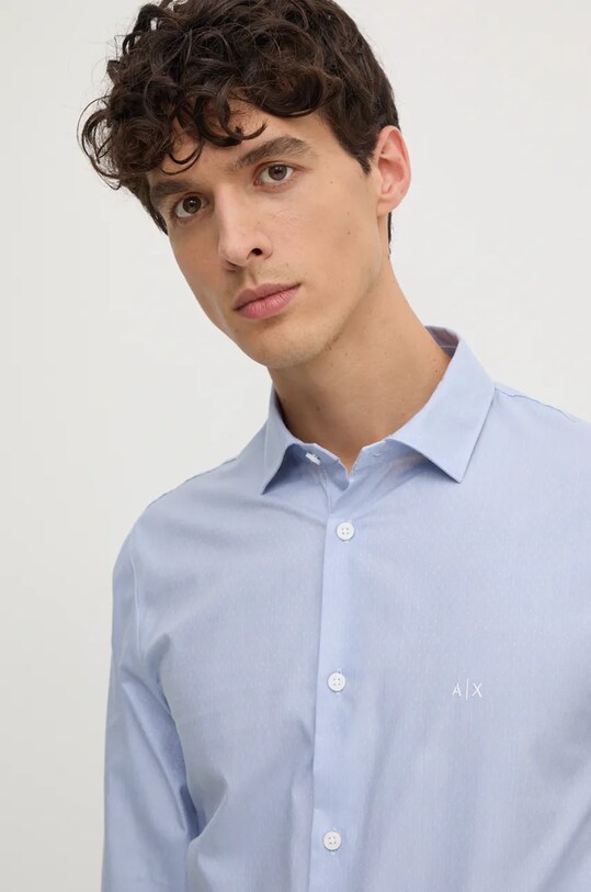 Бавовняна сорочка Armani Exchange блакитний 6DZC22.ZN5SZ