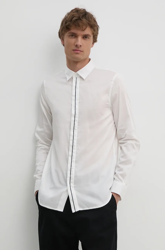 Armani Exchange koszula bawełniana bawełna biały 6DZC27.ZNZRZ