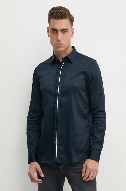 Хлопковая рубашка Armani Exchange длинный тёмно-синий 6DZC27.ZNZRZ