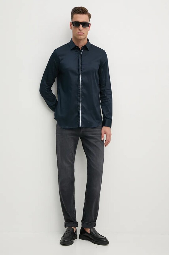 Хлопковая рубашка Armani Exchange 6DZC27.ZNZRZ тёмно-синий AW24