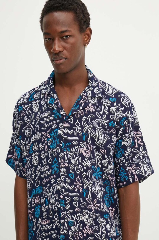 Desigual camasa din bumbac ALFREDO 24WMCW01 bleumarin