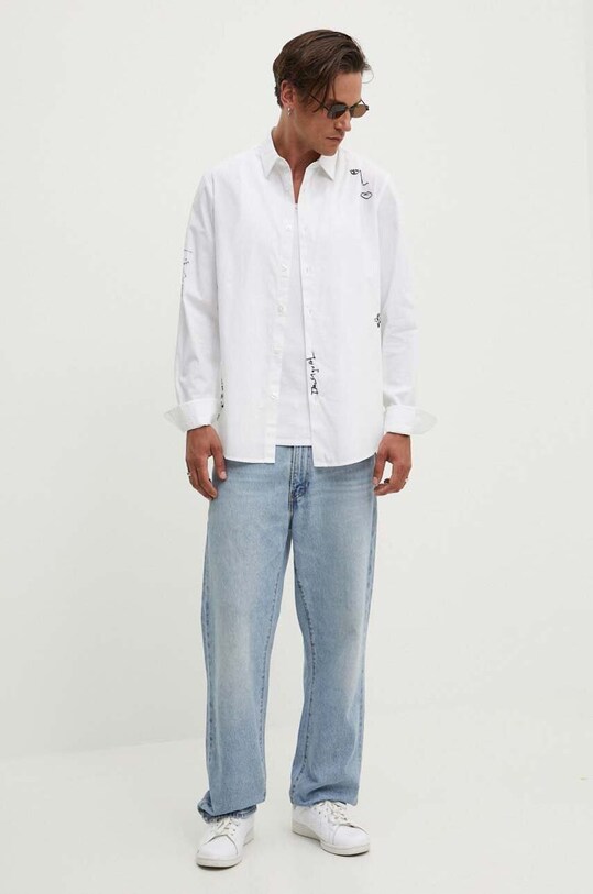 Odzież Desigual koszula bawełniana AMADEO 24WMCW09 biały