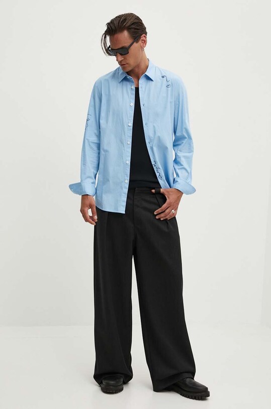 Desigual camasa din bumbac AMADEO 24WMCW09 albastru AW24