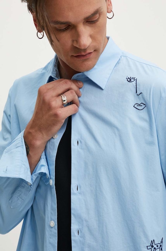 Desigual koszula bawełniana AMADEO niebieski 24WMCW09