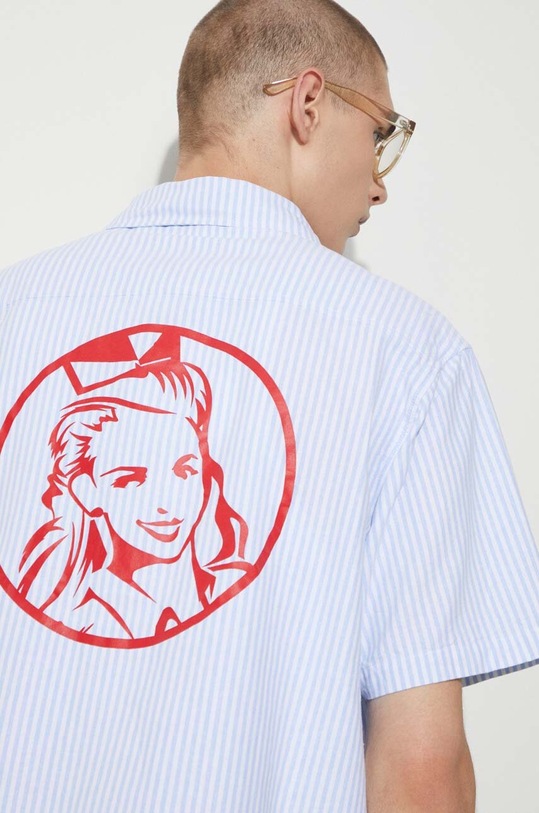 ICECREAM camasa din bumbac Diner Striped Shirt IC24220 albastru