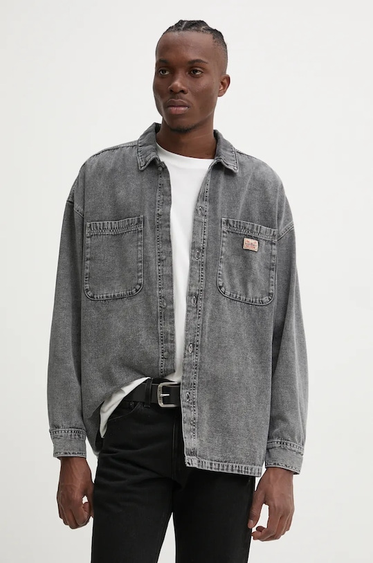 Bavlnená košeľa American Vintage relaxed sivá MJAZ06AH24