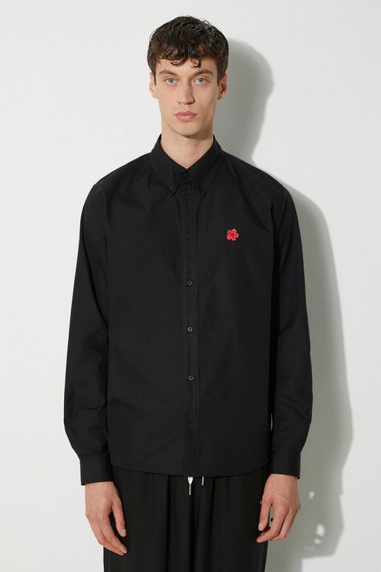 Хлопковая рубашка Kenzo Boke Flower Crest Shirt длинный чёрный FE65CH4109LI.99