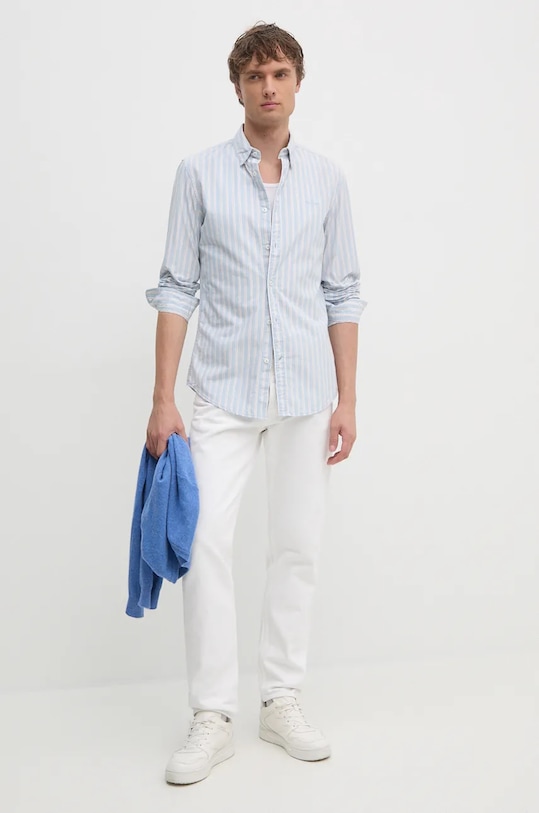 Bavlnená košeľa Pepe Jeans MARIUS PM308561 modrá AW24
