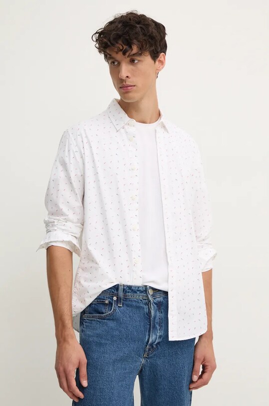 Pepe Jeans camasa din bumbac MEIR lung alb PM308718