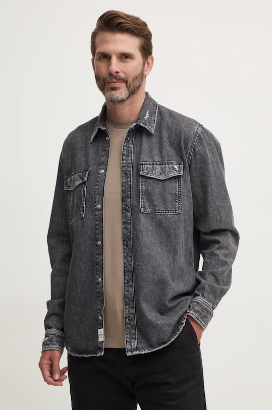 Pepe Jeans koszula jeansowa BROOKS bawełna szary PM308767