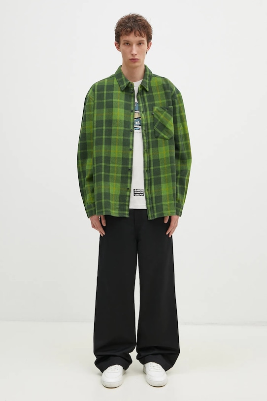 Wood Wood cotton shirt Day Heavy Flannel Shirt GOTS green 10325302.5167