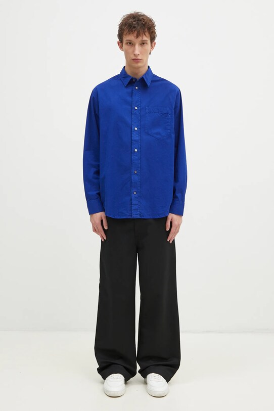 Памучна риза Wood Wood Nico Shirt син 12435300.1189