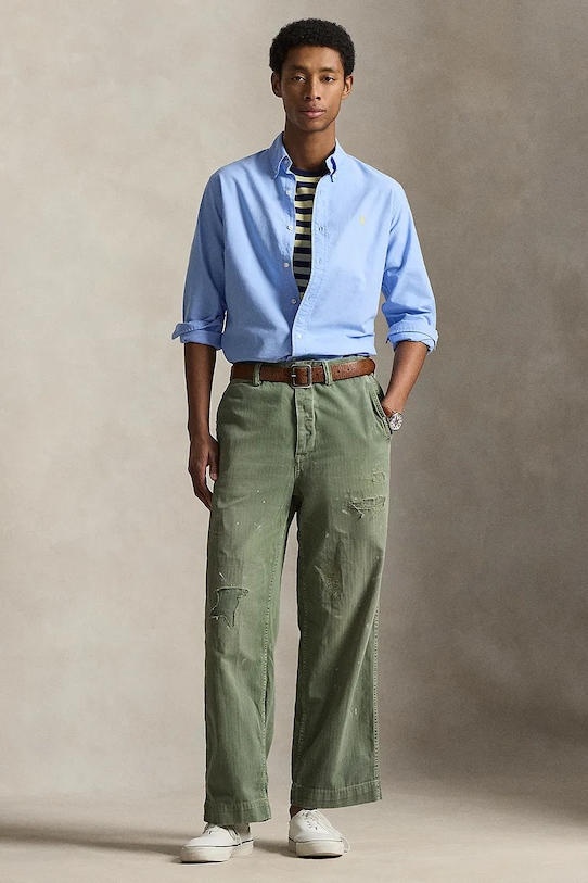 Îmbrăcăminte Polo Ralph Lauren cămașă din bumbac 710805564 albastru