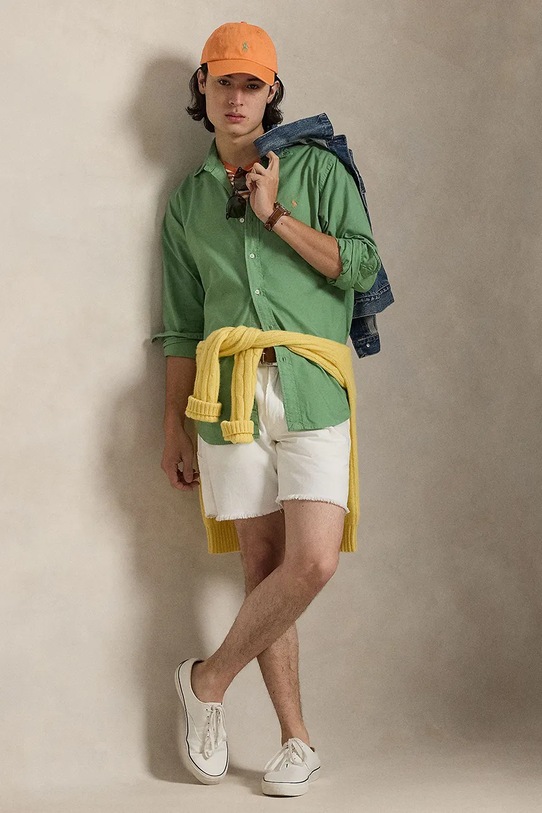 Odzież Polo Ralph Lauren koszula bawełniana 710805564 zielony