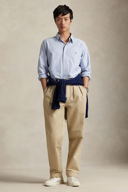 Odzież Polo Ralph Lauren koszula bawełniana 710928918 niebieski