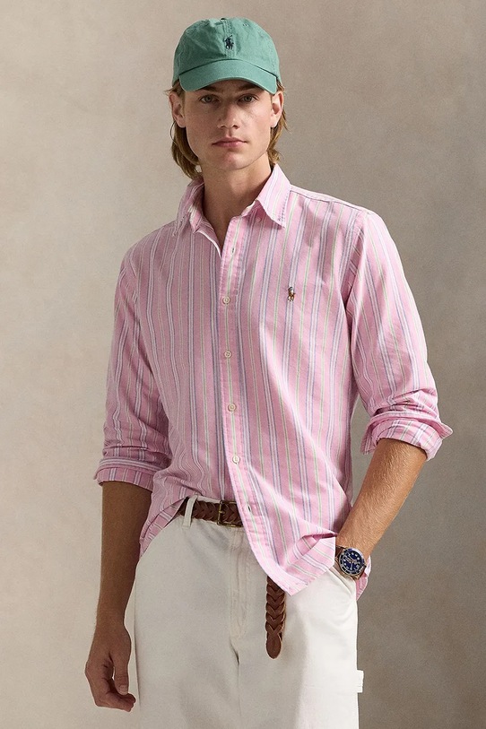 Bavlněná košile Polo Ralph Lauren regular růžová 710928918