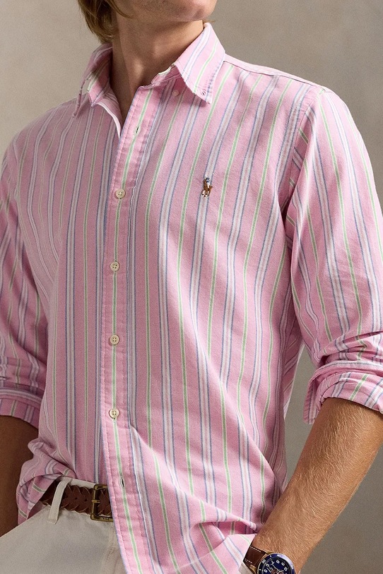 Bavlněná košile Polo Ralph Lauren růžová 710928918