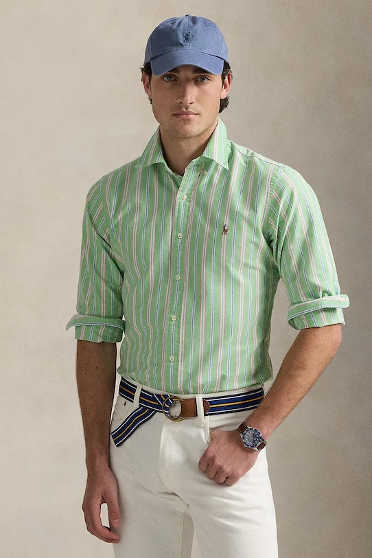 Bavlněná košile Polo Ralph Lauren regular zelená 710928918