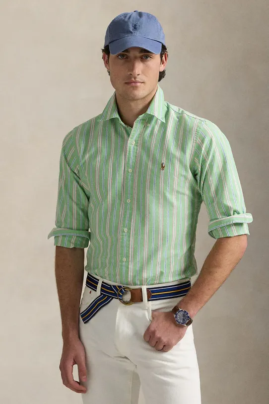 Βαμβακερό πουκάμισο Polo Ralph Lauren κανονικό πράσινο 710928918