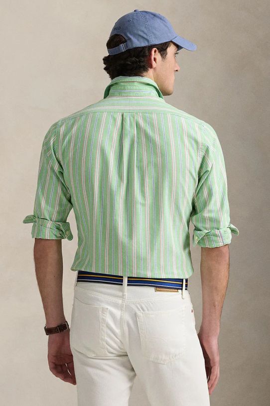 Bavlněná košile Polo Ralph Lauren 710928918 zelená SS25