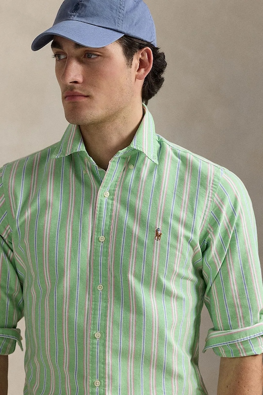 Βαμβακερό πουκάμισο Polo Ralph Lauren πράσινο 710928918