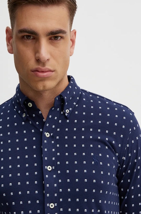 Памучна риза Polo Ralph Lauren тъмносин 710951941