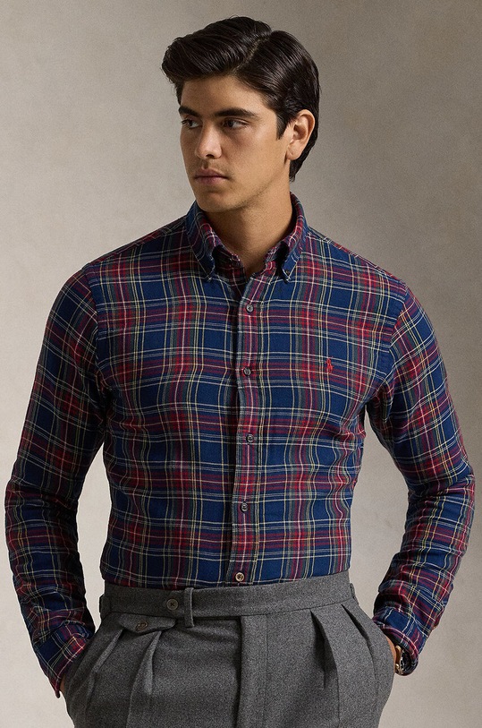 Памучна риза Polo Ralph Lauren стандартна син 710953351